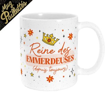 Mug à paillettes en céramique blanche | jourdefete.com