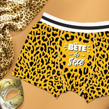 Boxer humoristique "Bête de sexe" - Collection Boys Club - Taille au choix