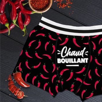 Boxer humoristique "Chaud bouillant" - Collection Boys Club - Taille au choix