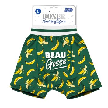 Boxer humoristique vert "Beau Gosse" à motif bananes pour homme | jourdefete.com