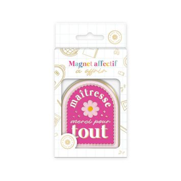 Magnet rose en forme d'arche avec inscription maîtresse merci pour tout cadeau de fin d'année | jourdefete.com