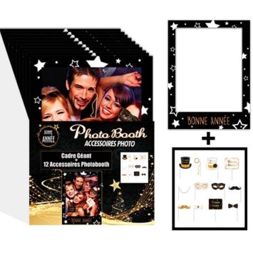 Cadre Photobooth Géant avec Accessoires - Bonne Année