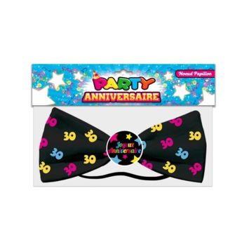 Noeud Papillon Géant Anniversaire Adulte 30 ans - Noir