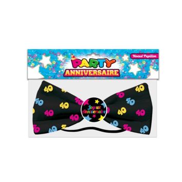 Noeud Papillon Géant Anniversaire Adulte 40 ans - Noir