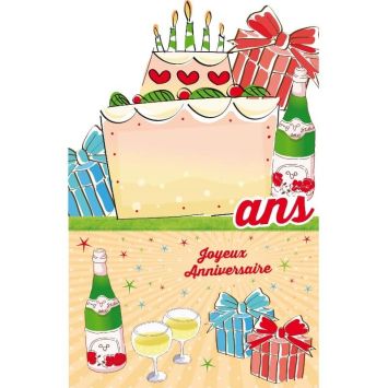 Carte d'Anniversaire Découp'âge avec enveloppe - Age à personnaliser 