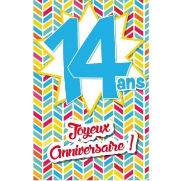Carte d'Anniversaire Découp'âge avec enveloppe - 14 ans