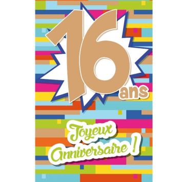 Carte d'Anniversaire Découp'âge avec enveloppe - 16 ans