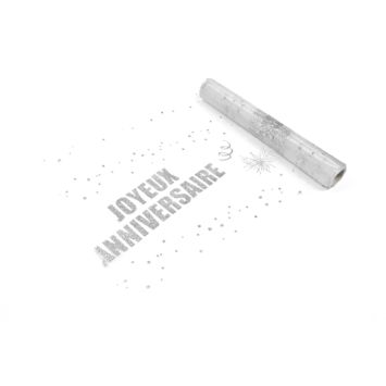 Chemin de Table Organza "Joyeux Anniversaire" - Argent