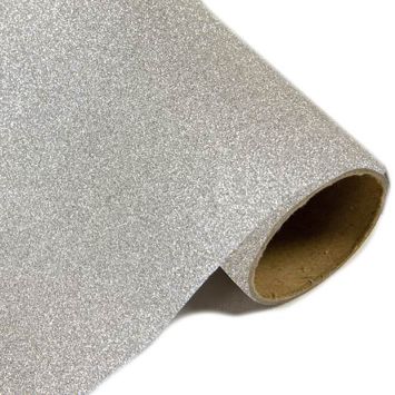Chemin de Table Effet Métal Pailleté Argent - 28cm x 5m
