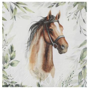 Lot de 20 serviettes - 16,5 x 16,5 cm - Hippique | jourdefete.com