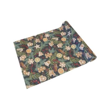 Chemin de table de Noël en toile avec impression d'épices de Noël - 28 cm x 4 m - Modèle au choix
