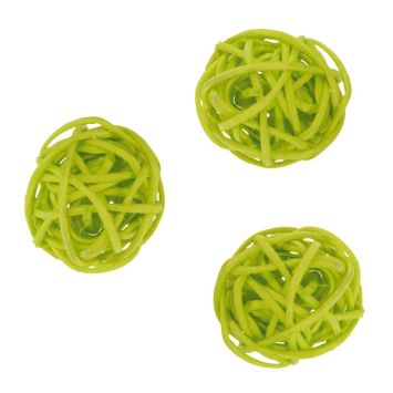 Petites Boules en Rotin Vert Anis