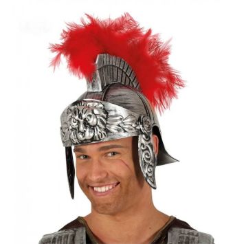 casque romain avec plumes rouges pour adulte | jourdefete.com