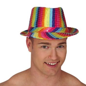 Un beau chapeau borsalino arc-en-ciel avec sequins | jourdefete.com