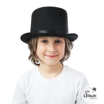 Chapeau haut-de-forme noir pour enfant - 12 cm