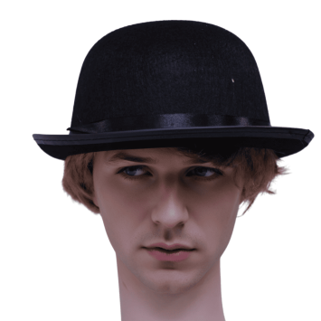Chapeau melon noir en feutrine pour adulte