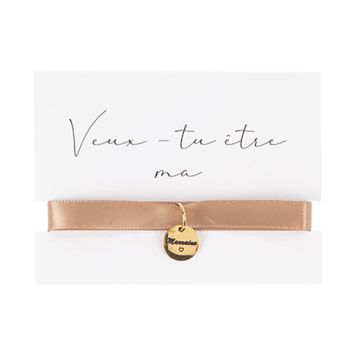 Bracelet Médaillon "Veux-tu être ma marraine" - 9,5 x 7 cm - Baptême