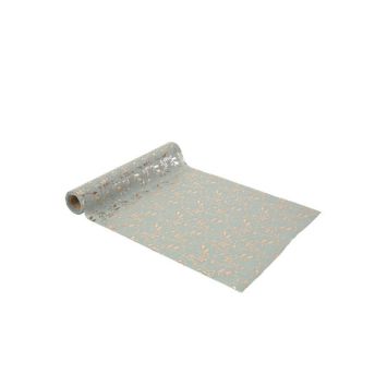 Chemin de table en mousseline - 28 cm x 3 m - Fleurs de Vigne - Vert Sauge et Or