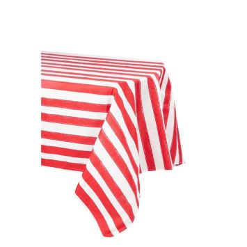 Nappe rayée 140x240 cm lavable couleur rouge et blanc | jourdefete.com