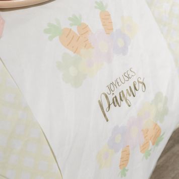 Chemin de table "Joyeuses Pâques" en tissu - 28 cm x 3 m - Pâques