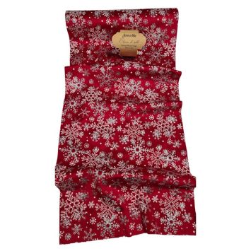 Chemin de table Velours - 28 cm x 3 m - Flocon - Noël Traditionnel