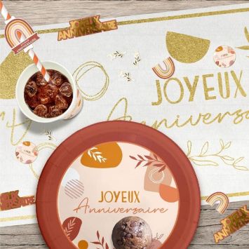 Chemin de table - Joyeux Anniversaire - Collection Terracotta