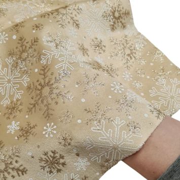 Chemin de table Velours - 28 cm x 3 m - Flocon - Noël Doré