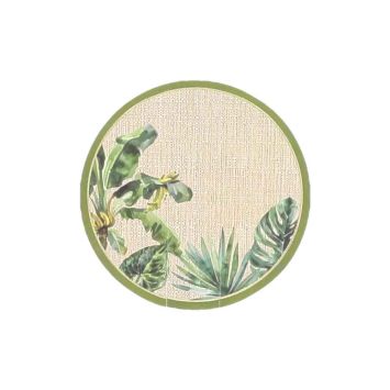 Marque-verres tropicaux effet cannage vert et or table de fête | jourdefete.com