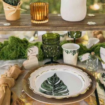 8 assiettes en carton - Diamètre 23 cm - Collection Coco Palm