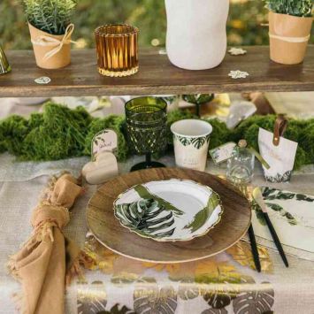 8 assiettes en carton - Diamètre 18 cm - Collection Coco Palm