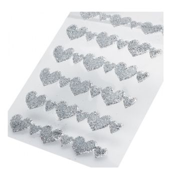 Coeurs brillants à coller - Argent