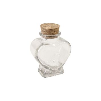 Pot en verre en forme de cœur avec bouchon en liège - 6 x 4,5 x 3,5 cm