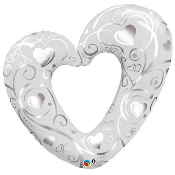Ballon Hélium Géant "Cœur" Argent - 107cm