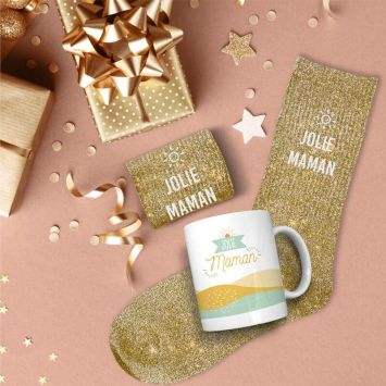 Coffret Cadeau Affectif Mug et Chaussettes - Jolie Maman