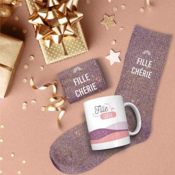 Coffret Cadeau Affectif Mug et Chaussettes - Fille Chérie