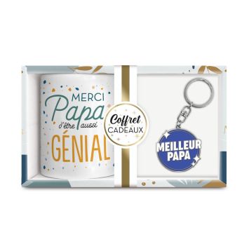 coffret cadeau mg et porte-clés papa