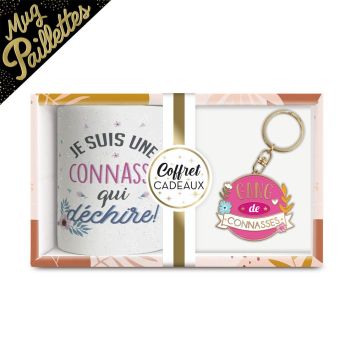 coffret cadeau mug et porte-clés connasse