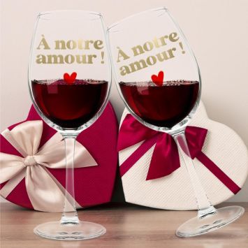 Coffret Duo de verres à vin - Saint-Valentin - Collection Chéri Chérie