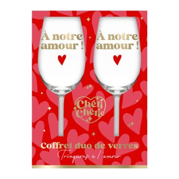 Coffret Duo de verres à vin - Saint-Valentin - Collection Chéri Chérie