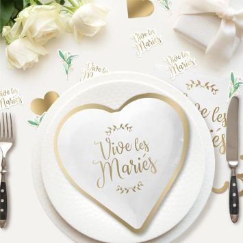 6 assiettes en forme de cœur - Collection Vive les Mariés