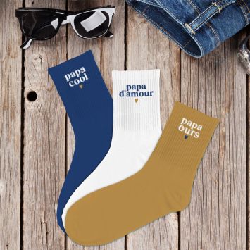 Coffret Trio de chaussettes à paillettes pour homme - Papa - Collection Famille d'Amour