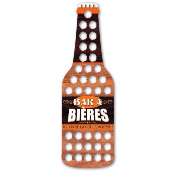 collecteur mural en forme de bouteille de capsules de bières | jourdefete.com
