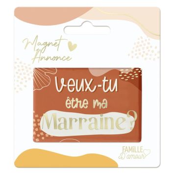 Un beau magnet qui va demander à une proche de devenir marraine | jourdefete.com