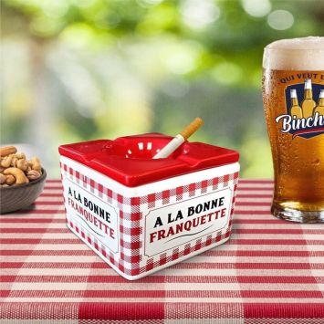 Cendrier carré "À la bonne franquette" - Collection Claquettes Chaussettes