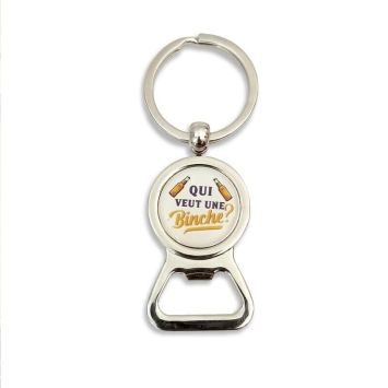 Porte-Clés Décapsuleur "Qui veut une binche ?" - Collection Claquettes Chaussettes | jourdefete.com