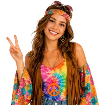 Collier fluo "Peace & Love" d'Hippie - Couleur Aléatoire