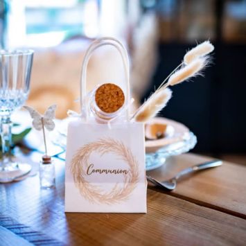 6 Sacs Cadeaux - Feuille de Pampa - Communion