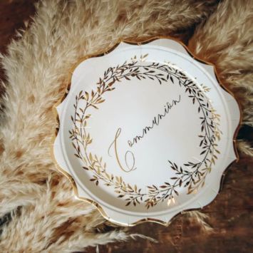 8 Assiettes en carton - Collection Communion Jolis Brins