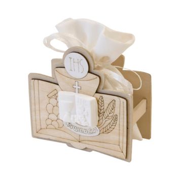 Sachet dans décor en bois - Communion | jourdefete.com