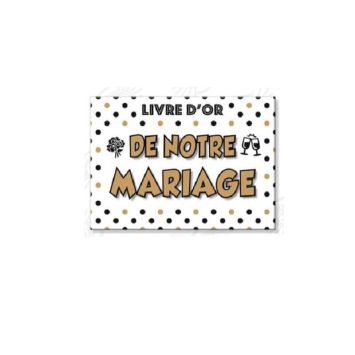 Livre d'or de notre mariage, blanc, noir & or.